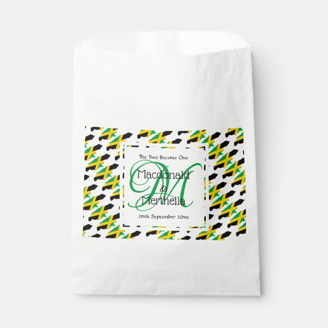 Sachets En Papier JAMAICA Monogramme personnalisé de mariage papier  (Devant)