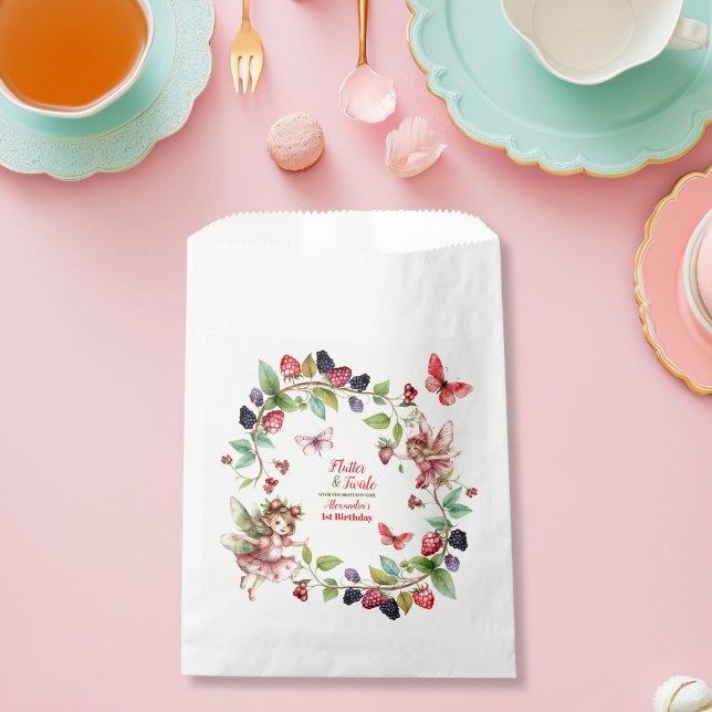 Sachets En Papier Jardin aux fraises magiques Pixie 1er anniversaire (Créateur téléchargé)