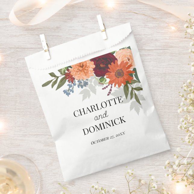 Sachets En Papier Jardin d'automne de Bourgogne Mariage floral (Coupé)