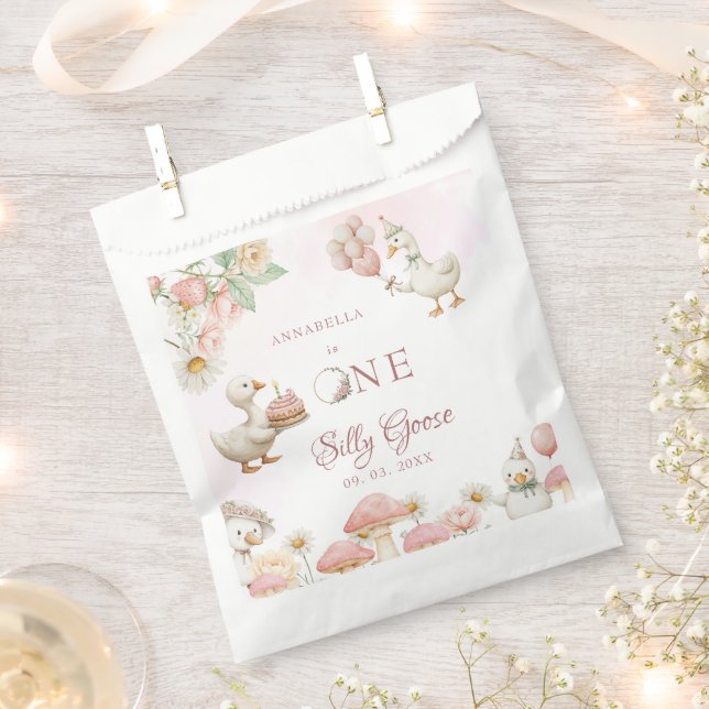 Sachets En Papier Jardin de fleurs d'oie soie Champignons 1er annive (Coupé)