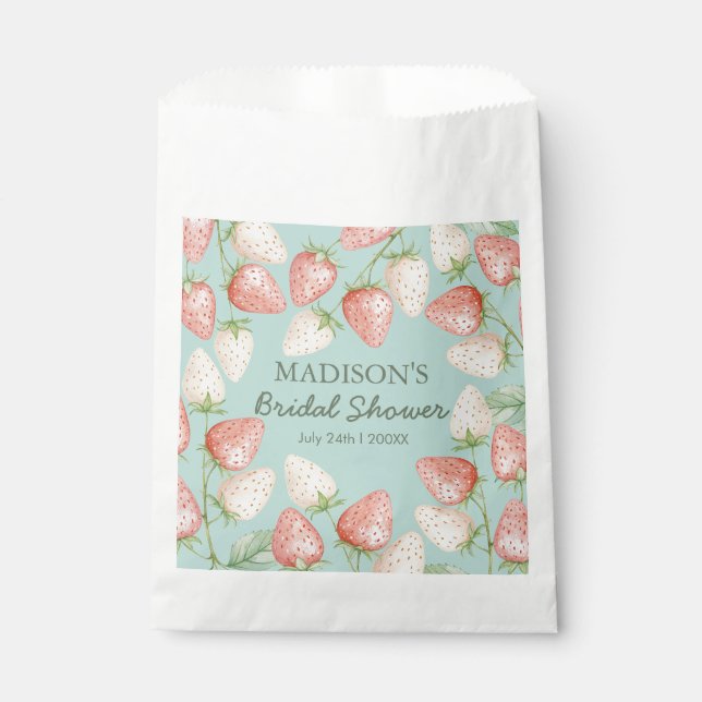 Sachets En Papier Jardin de mariage vert menthe fraise  (Devant)