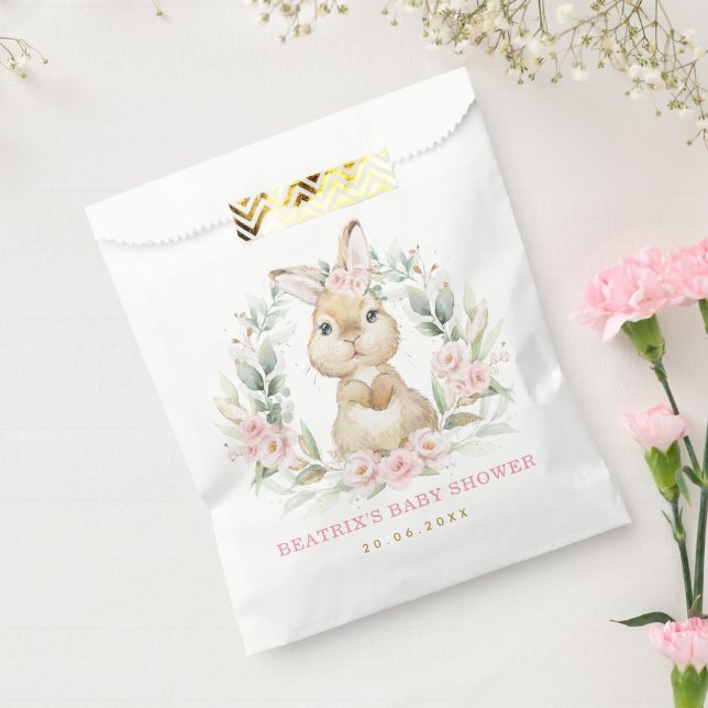 Sachets En Papier Jardin rose Floral Lapin Lapin Baby shower Party (Scellé)