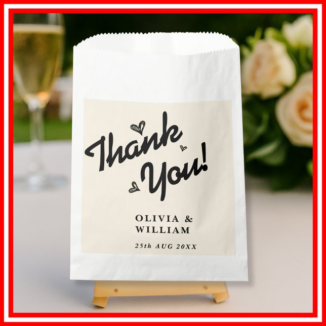Sachets En Papier Jaune Beurre Mariage Merci (Créateur téléchargé)
