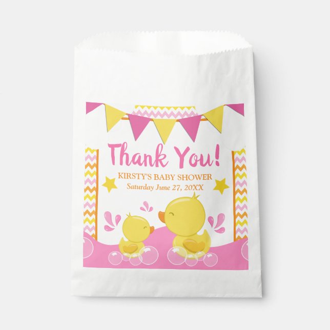 Sachets En Papier Jaune et rose en caoutchouc Ducky Polka Dot Baby s (Devant)