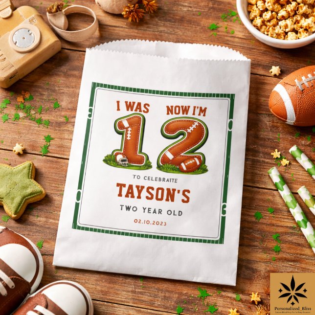 Sachets En Papier J'avais 1 an, maintenant j'en ai 2 – Deuxième anni (I Was 1, Now I’m 2 – Football 2nd Birthday Favor Bag
)