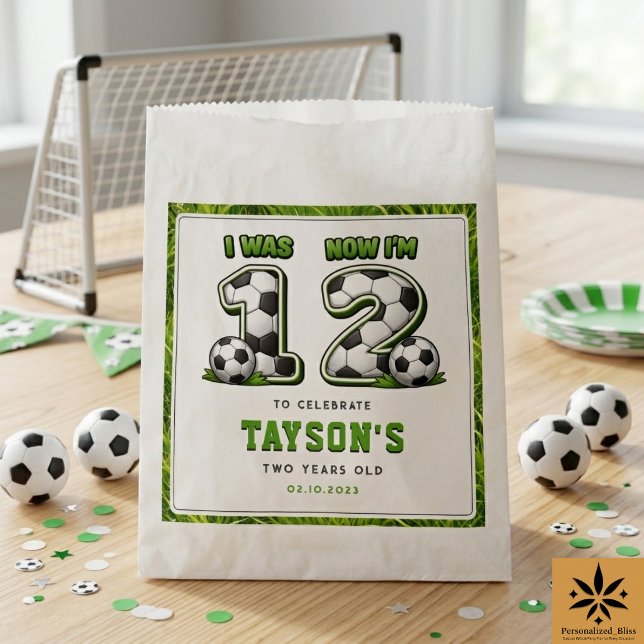 Sachets En Papier J'avais 1 ans maintenant j'en ai 2 Football – 2ème (I Was 1 Now I’m 2 Soccer – All-Star 2nd Birthday favor bag)