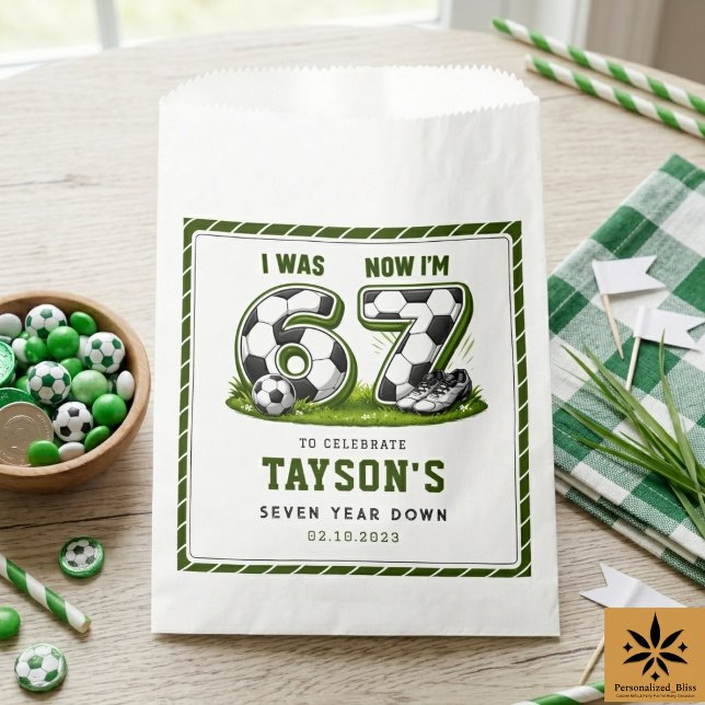 Sachets En Papier J'avais 6 ans, maintenant j'ai 7 ans Football Anni (I Was 6, Now I’m 7 Soccer Birthday – All-Star Part favor bag)