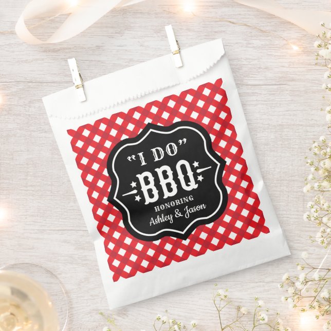 Sachets En Papier Je Fais Du BBQ Rouge Vichy Mariage (Coupé)