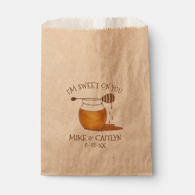 Sachets En Papier Je suis doux sur vous Honey Jar Pot Mariage Fiança (Devant)
