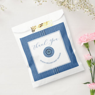 Sachets En Papier Jean bleu avec bouton bébé garçon douche Merci