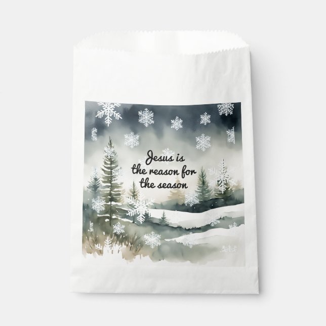 Sachets En Papier Jésus est la raison de la saison de la scène hiver (Devant)