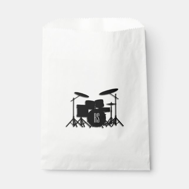 Sachets En Papier Jeu de tambour Monogramme Argent (Devant)