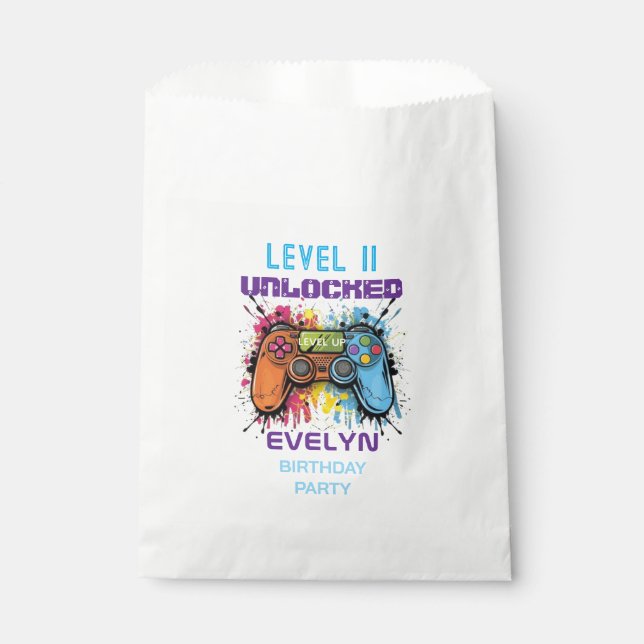 Sachets En Papier Jeu Sur Niveau Up Jeu Vidéo Anniversaire (Devant)