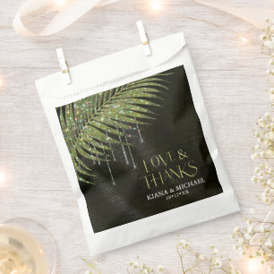Sachets En Papier Jewel Palm Leaf Mariage Love Merci Green ID83