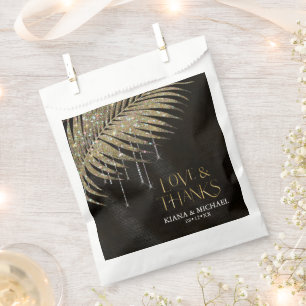 Sachets En Papier Jewel Palm Leaf Mariage Love Thanks Gold ID83