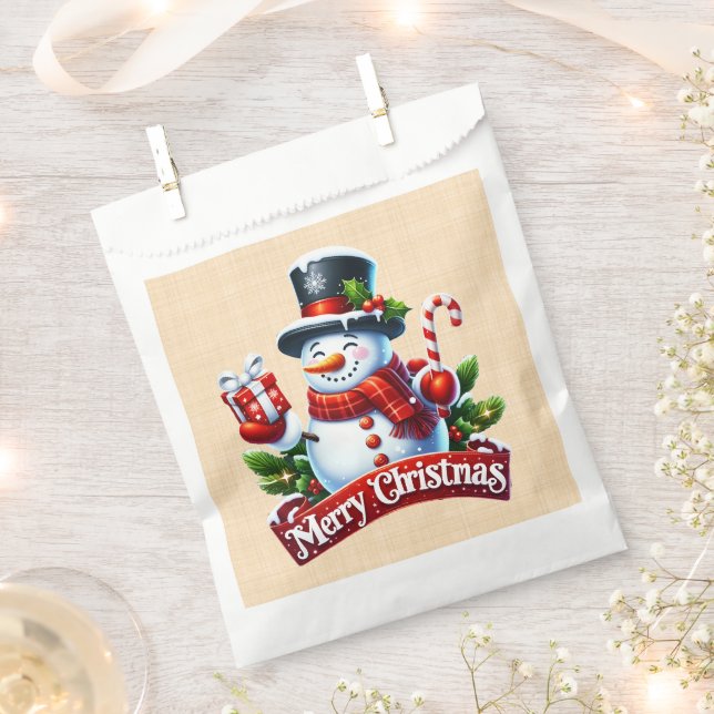 Sachets En Papier Joie Hivernale Festive (Coupé)