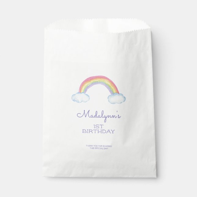 Sachets En Papier Joli arc-en-ciel et nuages Enfant Anniversaire (Devant)