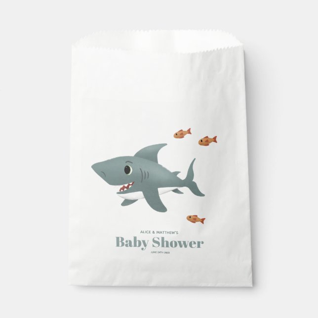 Sachets En Papier Joli Baby shower Blue Sea Shark Boys (Devant)