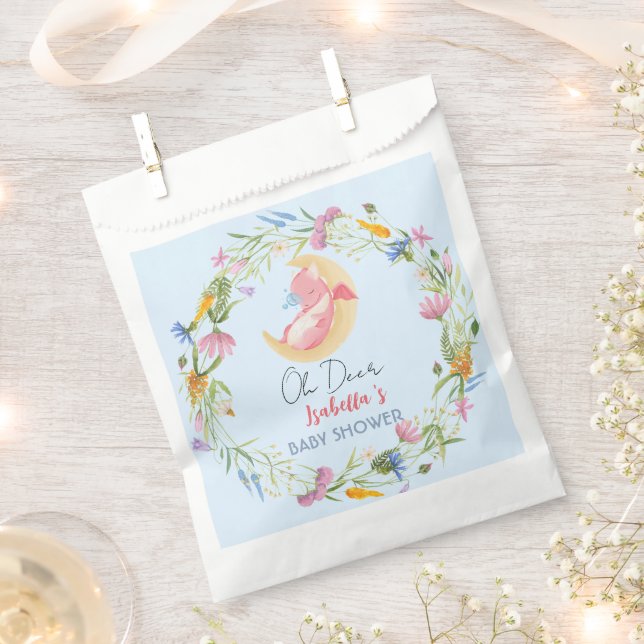 Sachets En Papier Joli baby shower fleur sauvage de dinosaure dragon (Coupé)