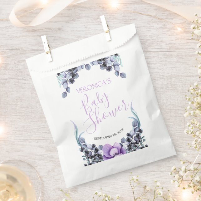 Sachets En Papier Joli Baby shower Floral Berry violet (Coupé)