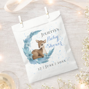 Sachets En Papier Joli Bambi bleu Fleurs Baby shower de poussière