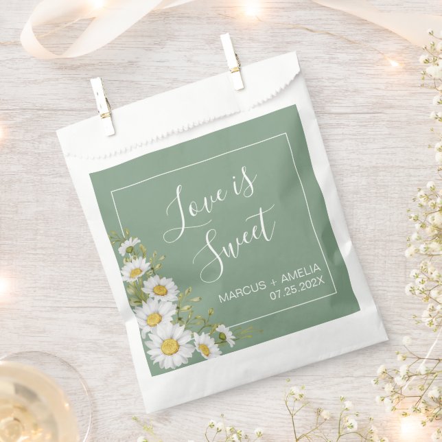 Sachets En Papier Joli Basil Vert & Blanc Mariage (Coupé)