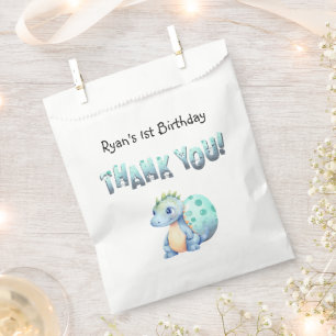 Sachets En Papier Joli bébé dinosaure aquarelle pour 1er anniversair