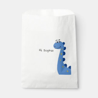 Sachets En Papier Joli Dinosaure Bleu - Nom personnalisé Sophia