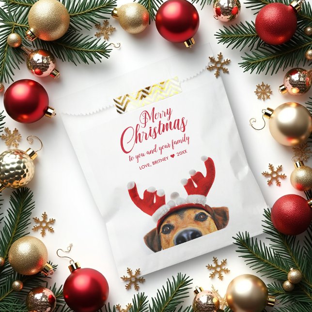 Sachets En Papier Joli Drôle Chien Reindeer Antler Headband Noël (Créateur téléchargé)