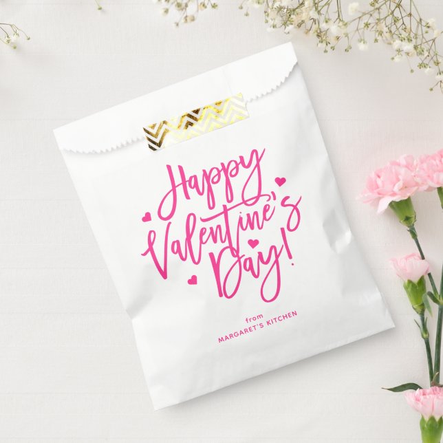 Sachets En Papier Joli écriture calligraphique rose Joyeuse Saint-Va (Scellé)