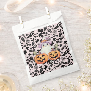 Sachets En Papier Joli Fantôme Rose et Noir Joyeux Halloween Effraya