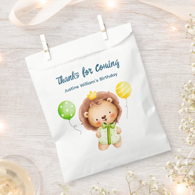 Sachets En Papier Joli Lion bébé, Merci Party (Coupé)