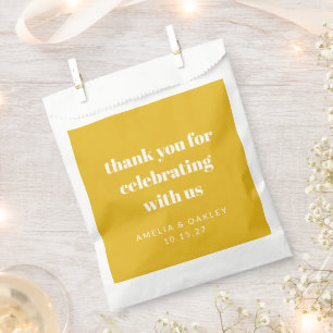 Sachets En Papier Joli Merci Jaune Personnalisé pour une Douche de C