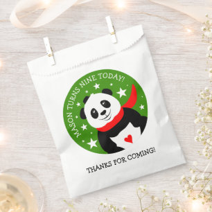 Sachets En Papier Joli Panda d'anniversaire avec Casquette Bowler & 