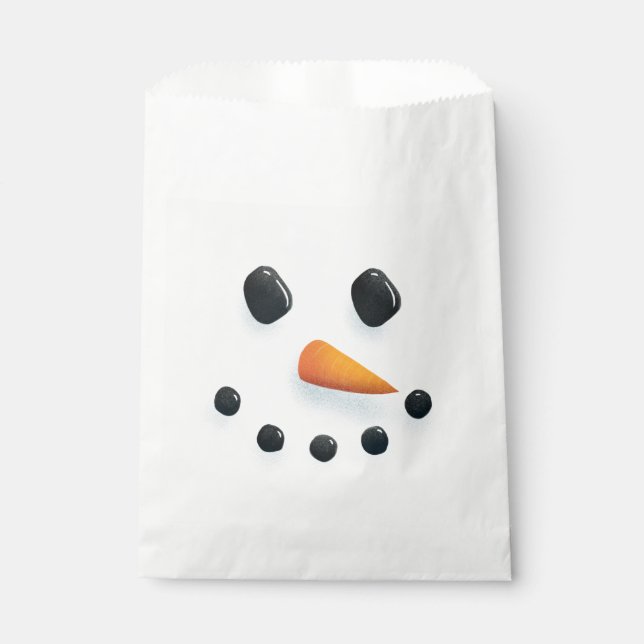 Sachets En Papier Joli Snowman Illustré visage Noël (Devant)