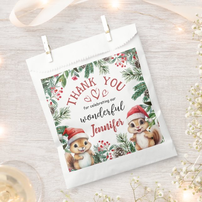 Sachets En Papier Jolie écureuil d'hiver Noël 2e anniversaire (Coupé)