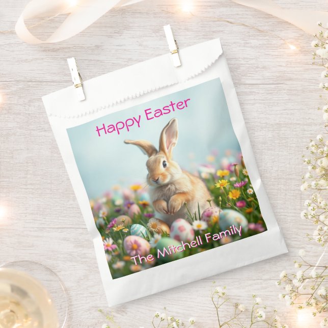 Sachets En Papier Jolie fête de Pâques avec un lapin (Coupé)