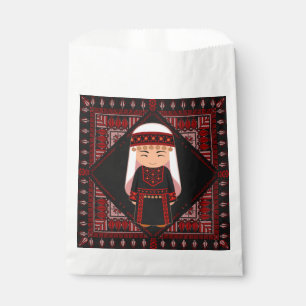 Sachets En Papier jolie fille palestinienne Broderie rouge tatreez
