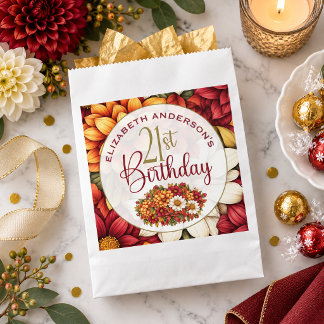 Sachets En Papier Jolie Fleur de Dahlia d'Automne pour 21e Anniversa
