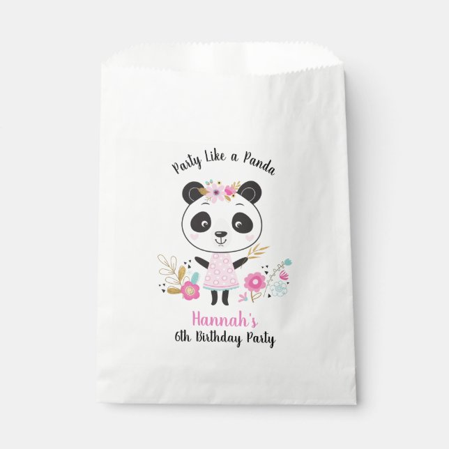 Sachets En Papier Jolie Panda Rose Filles Anniversaire (Devant)