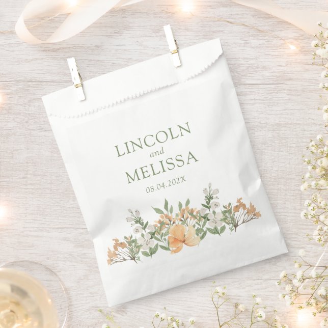 Sachets En Papier Jolie Pêche et Mariage floral blanc (Coupé)