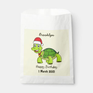 Sachets En Papier Jolie tortue en chapeau de Père Noël