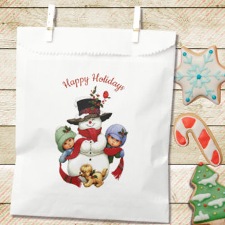 Sachets En Papier Jolies Tots de Noël avec Snowman Sag