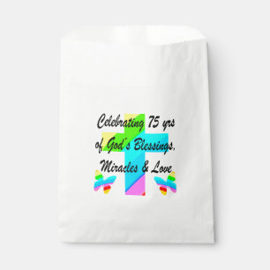 SACHETS EN PAPIER JOLIMENT PERSONNALISÉ 75E ANNIVERSAIRE CONCEPTION
