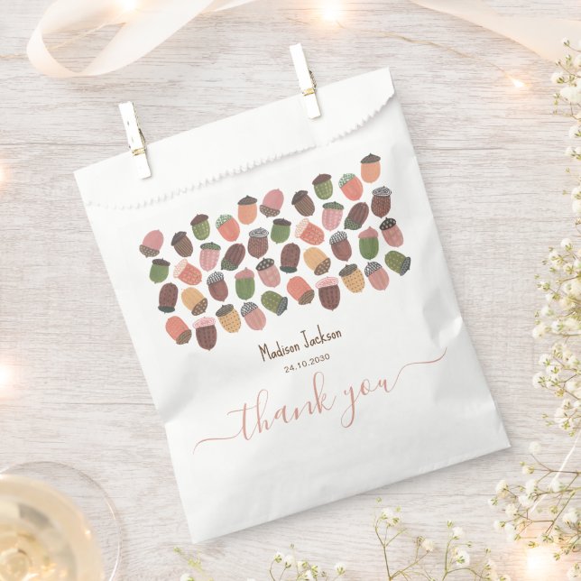 Sachets En Papier Jote Fall Pink Acorns fille Baby shower Party (Coupé)