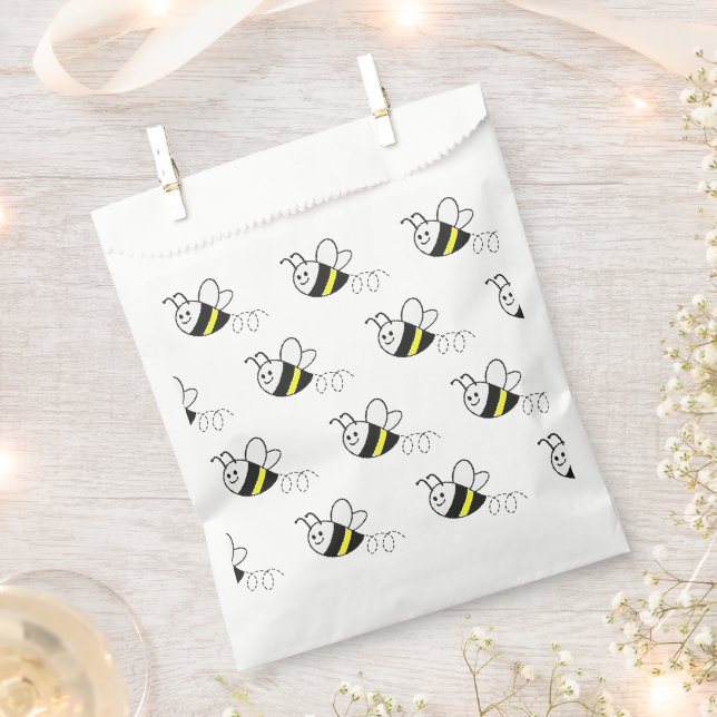 Sachets En Papier Jote Little Bee Motif Baby shower blanc (Coupé)