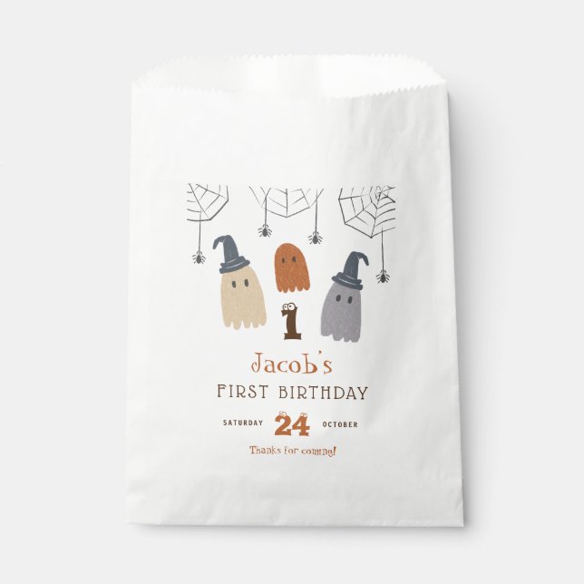 Sachets En Papier Jour d'anniversaire des mignons Fantômes Éffrayant (Devant)