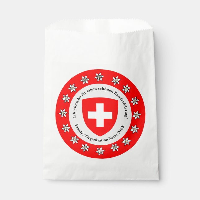 Sachets En Papier Jour national suisse Drapeau Edelweiss (Devant)