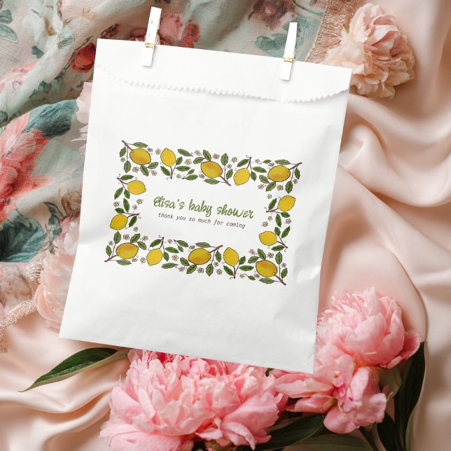 Sachets En Papier Jovely Lemons Rustique BABY SHOWER PERSONNALISÉ (Lovely Lemons Rustic CUSTOM BABY SHOWER Favor Bag
)