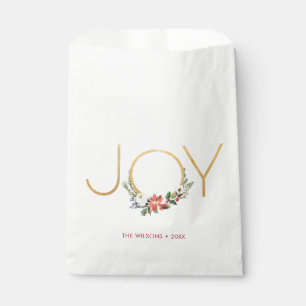 Sachets En Papier Joy aquarelle Floral avec or Noël